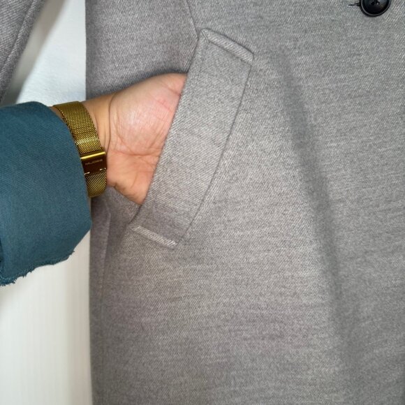 Banana Republic Inverted Collar Light Heather Grey Coat Small Petite - Picture 8 of 12